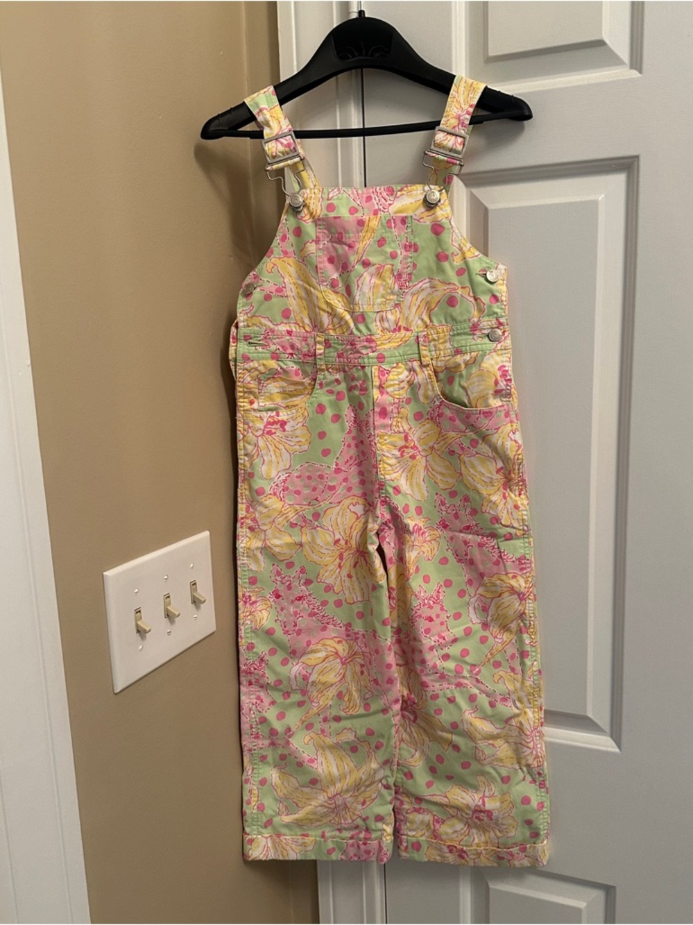 Lilly Pulitzer Pink & Green Floral Kids Overalls